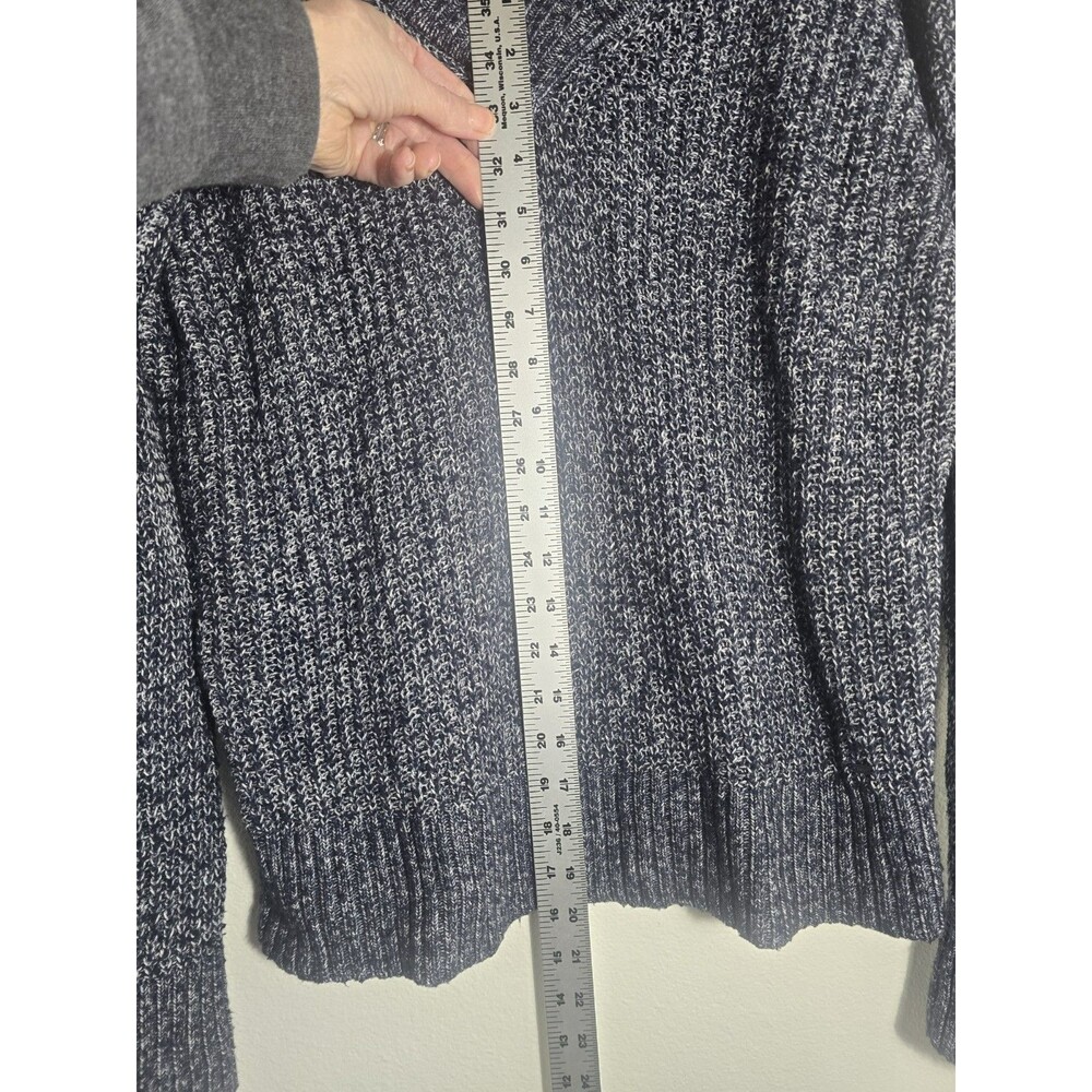 Tommy Hilfiger Navy White Marled Knit V-Neck Sweater Women’s Large - Picture 5 of 14